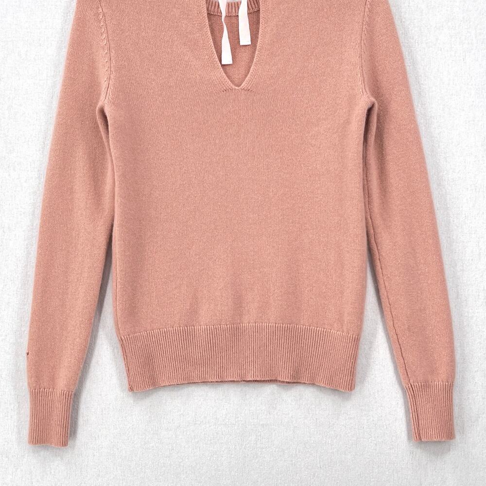 THEORY Salomina Tie Back Cashmere Sweater Women Small Pink Crew Neck Long Sleeve - Picture 8 of 15
